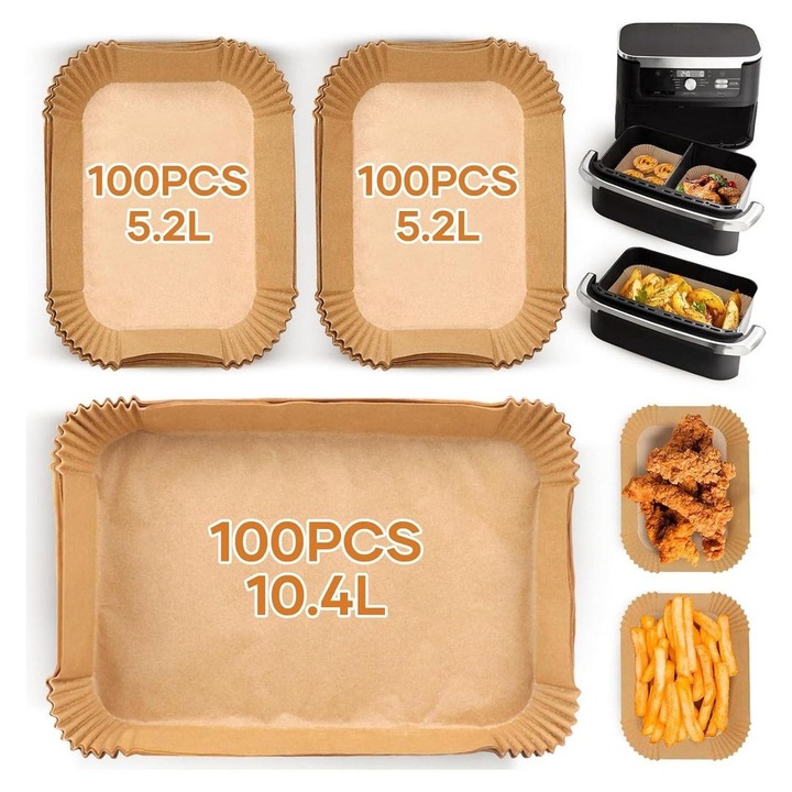 Hartie de copt pentru airfryer, 300 foi, alb, universal