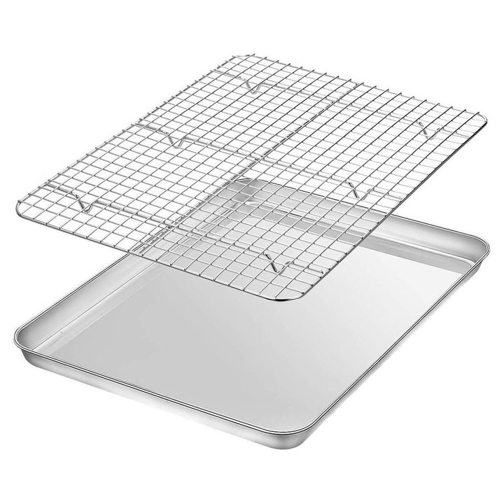 Tava copt dreptunghiulara inox cu suport racire