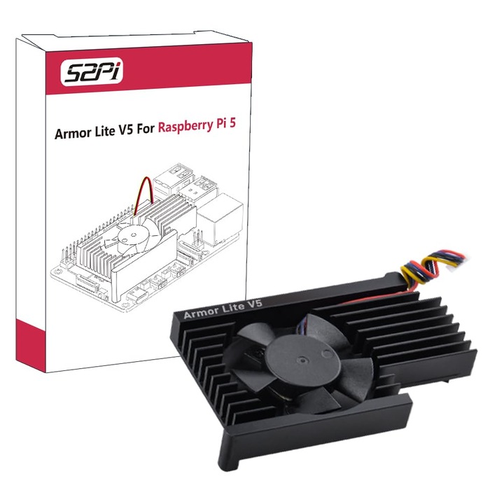 Cooler din aluminiu cu ventilator compatibil Raspberry Pi 5 4GB/8GB/16GB, GeeekPi