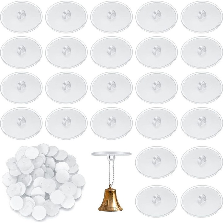 Set 60 carlige transparente autoadezive, 3cm, rezistente la apa si praf