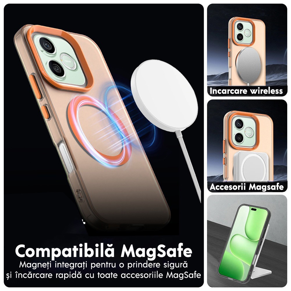 Husa pentru Honor 600 / 600 Pro DaDen® CandyCase MagSafe, Antisoc, Incarcare wireless, Butoane protejate, Portocaliu