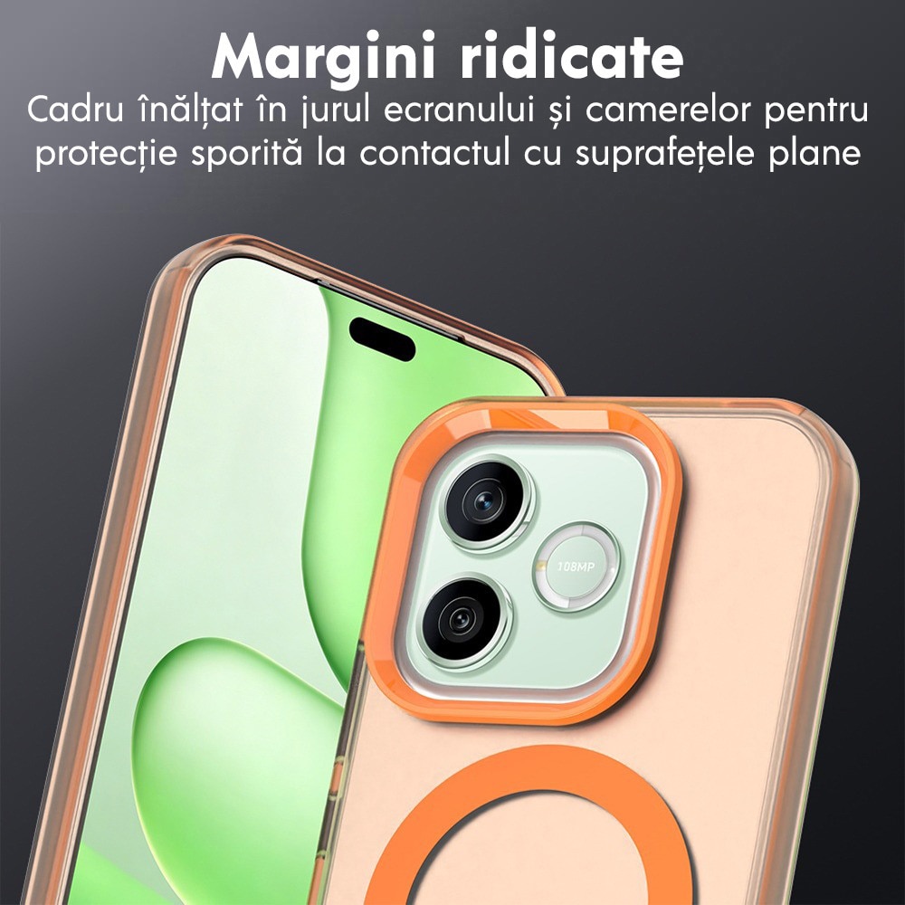 Husa pentru Honor 600 / 600 Pro DaDen® CandyCase MagSafe, Antisoc, Incarcare wireless, Butoane protejate, Portocaliu