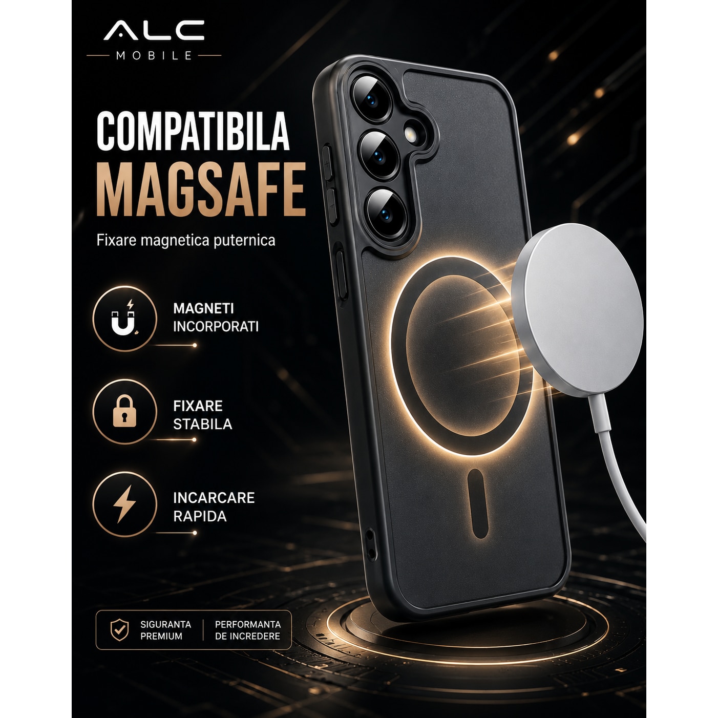 Husa pentru Samsung Galaxy A27, Matte MagSafe, Protectie 360, Anti-Soc, Protectie Camera, Negru