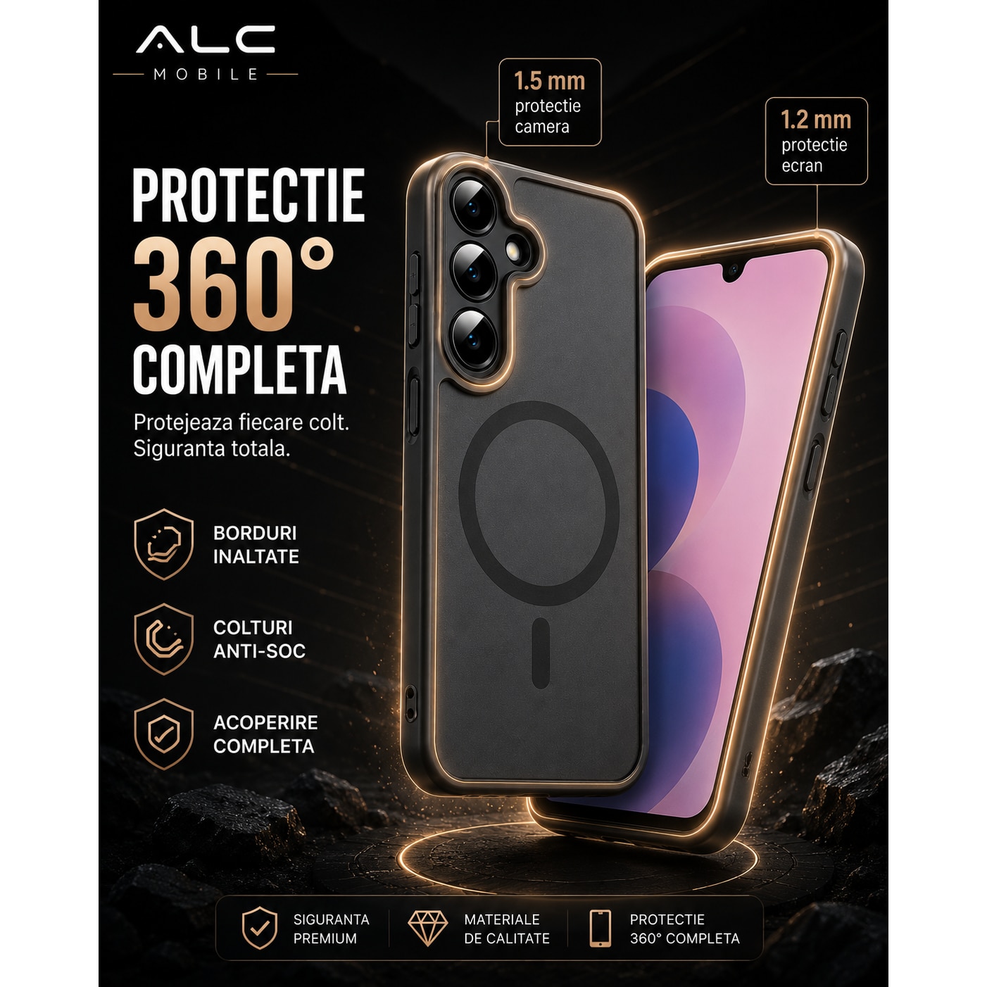 Husa pentru Samsung Galaxy A27, Matte MagSafe, Protectie 360, Anti-Soc, Protectie Camera, Negru