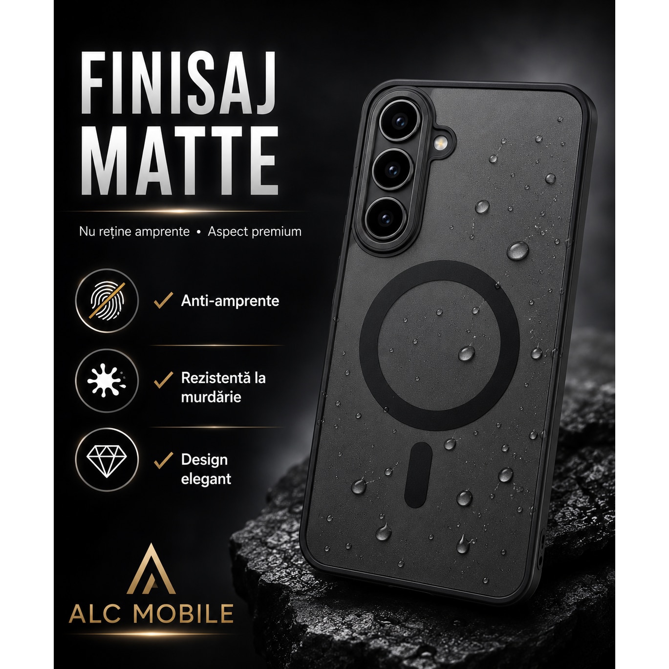 Husa pentru Samsung Galaxy A27, Matte MagSafe, Protectie 360, Anti-Soc, Protectie Camera, Negru