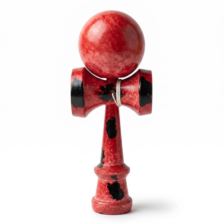 Professzionális Kendama, STELAMOS, Lava Splash Kiadás, Prémium Fa, Fekete Fényes Pirossal