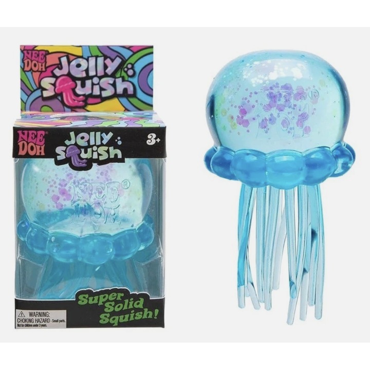 Jucarie Antistres Squishy NeeDoh Jellyfish Schylling, Medúza Szenzoros Modell, Fidget Toy, Kék