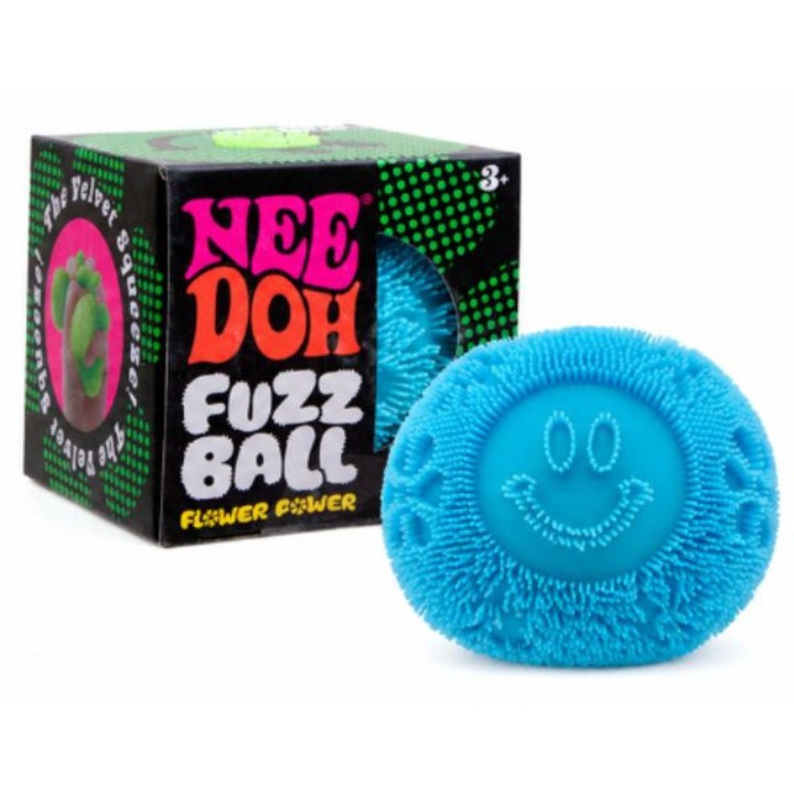Топка антистрес Nee Doh Fuzz Ball, диаметър 7 см, пухкава и еластична текстура, синя