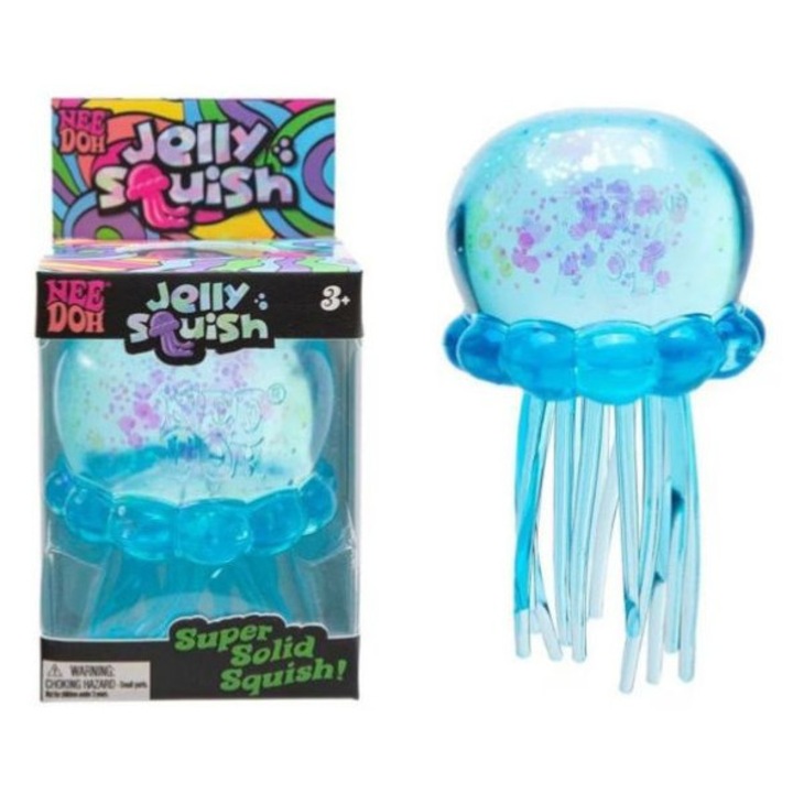 Meduza Squishy cu Sclipici 14 cm, Jucarie Antistres Sensoriala, Jelly Squish Toy, Culori Aleatorii