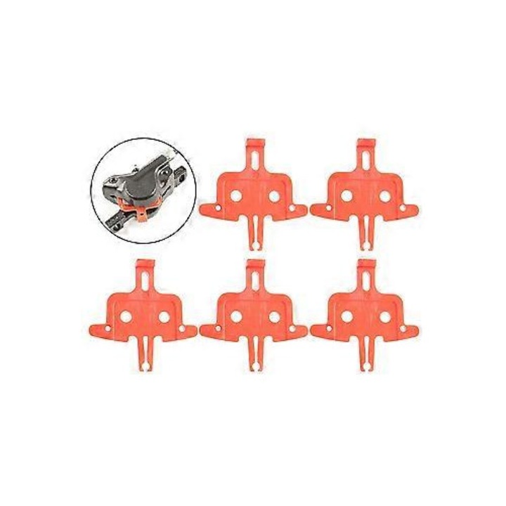 Set 5 distantiere frana disc hidraulic bicicleta, plastic rosu, 7x4cm