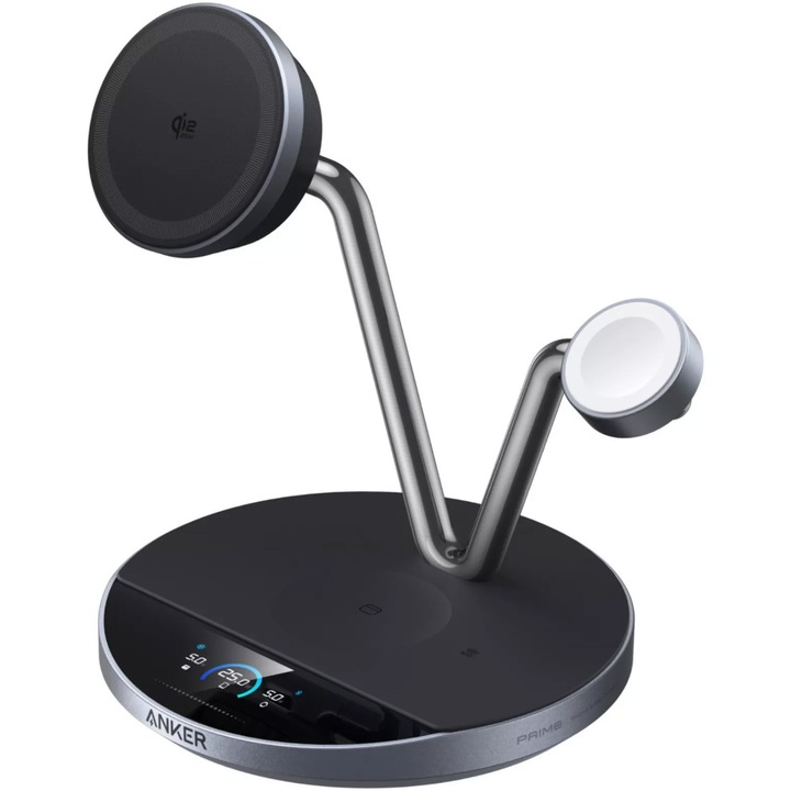Incarcator Anker Prime Wireless Charging Station(3-in-1, MagGo, AirCool, Dock Stand), Black