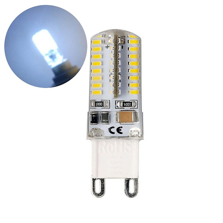 10 db G9 5W LED izzó készlet, meleg fehér/fehér, 53x15mm
