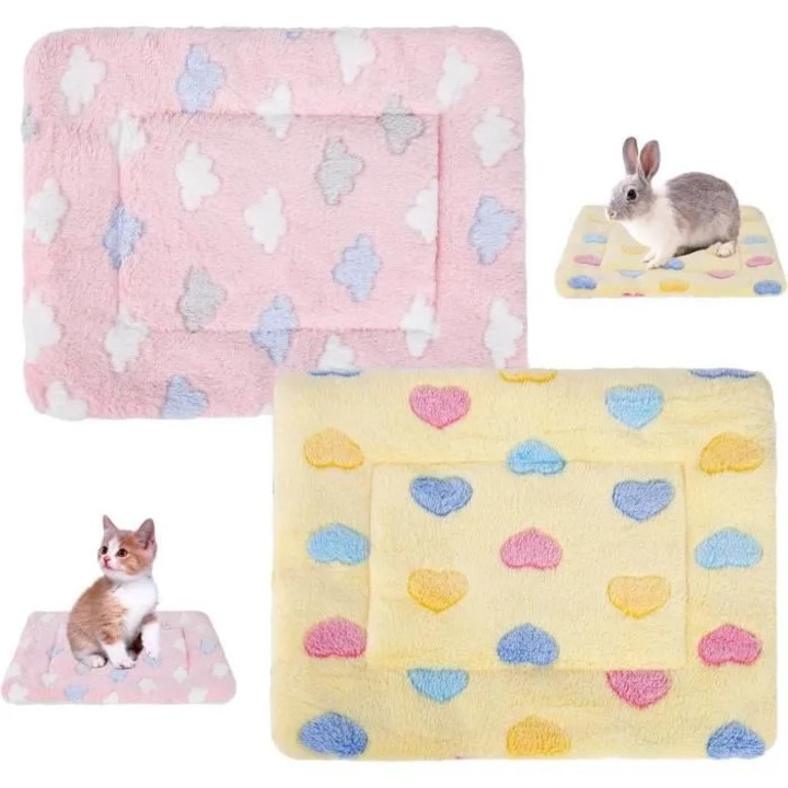 Tapis de dormit pentru animale mici, fleece termic, 30x40cm, culoare bej