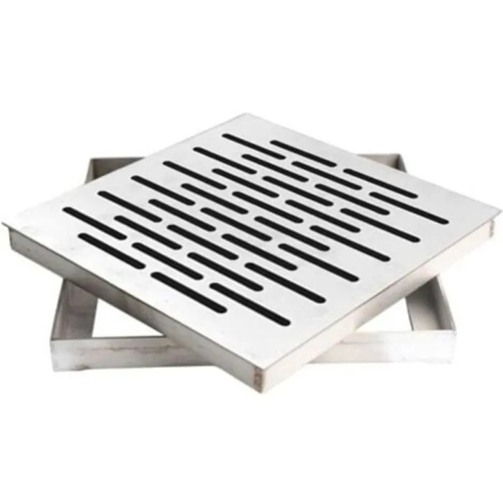 Sifon de sol inox cu cadru si grila antiderapanta 20x20x2cm