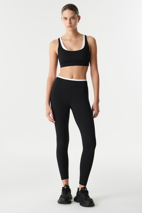 Twist, Colanti crop cu talie inalta, Negru
