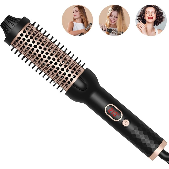 Perie de par electrica 3-in-1, ionica, ceramica, negru, 120-210C