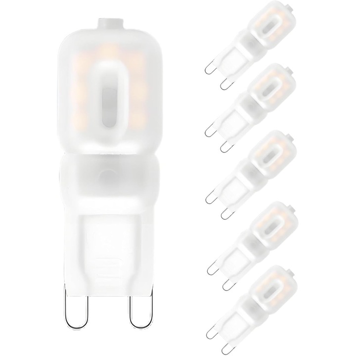 6 db G9 3W LED izzó készlet, meleg fény, 16x48mm