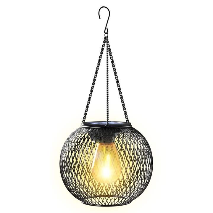 Lampa solara de exterior, candelabru, negru, 1 buc, rezistenta la apa, 20x30cm
