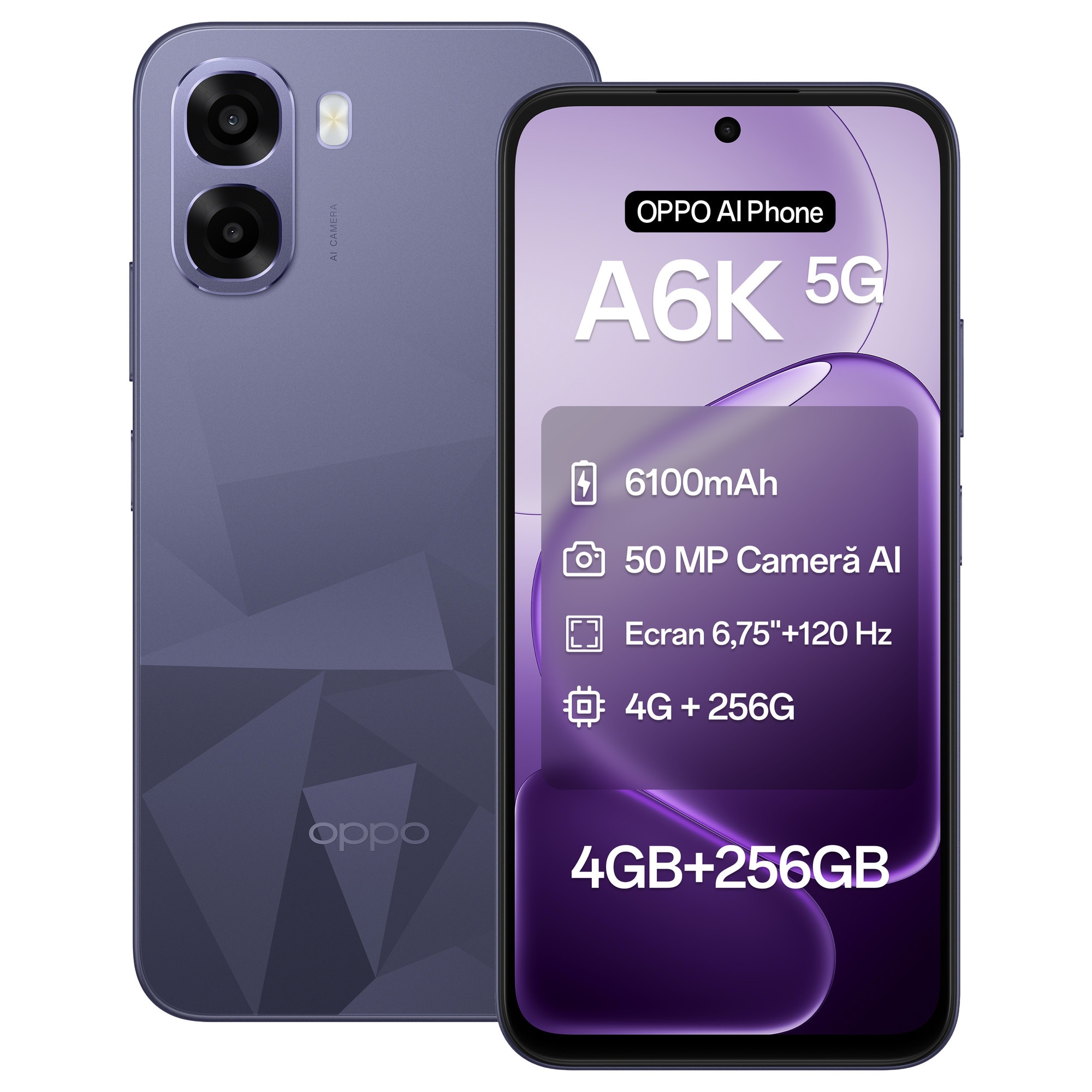 Telefon mobil OPPO A6k, Baterie 6100mAh, 256GB, 4GB RAM, 4G Dual SIM, Telefon Baterie Lunga, Crystal Black + Incarcator OPPO 10W