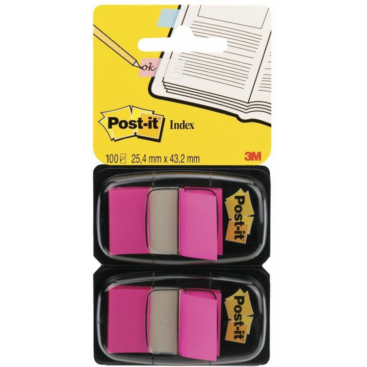 Post-It könyvjelzők 25.4x43.2mm neon rózsaszín szett 2x50 db