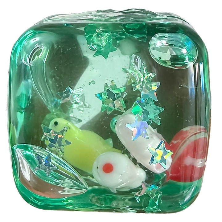 Cub Fidget 3D, Jégkocka Kagyló Modell, Stresszoldó Játék Gyermekeknek/Felnőtteknek, Lassan Visszaálló Nyomható, 3x3x3 cm, Türkiz/Zöld