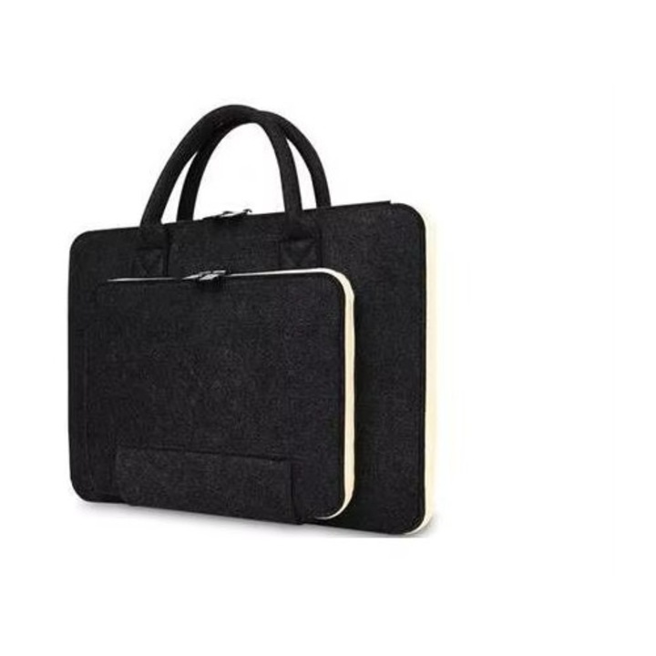 Geanta Laptop Din Fetru, Cu Maner, 13.3 Inch, Neagra