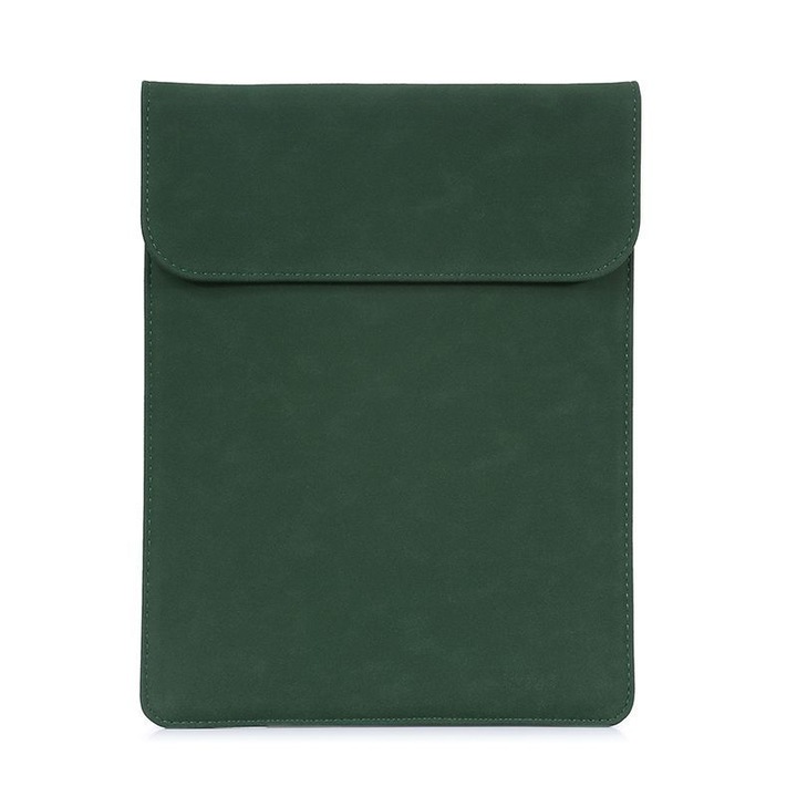 Husa Laptop 13-13.3 Inch, Din Piele Sintetica, Verticala, Verde Inchis
