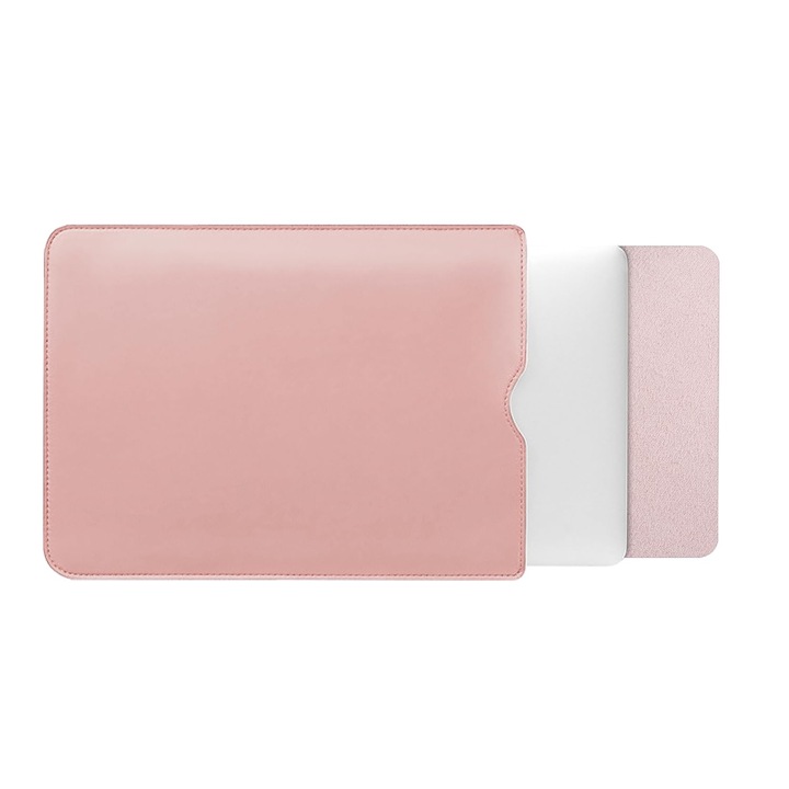 Husa Laptop Din Piele Sintetica Pentru MacBook Air 11 Inch, Verticala, Culoare Verde Menta Si Roz