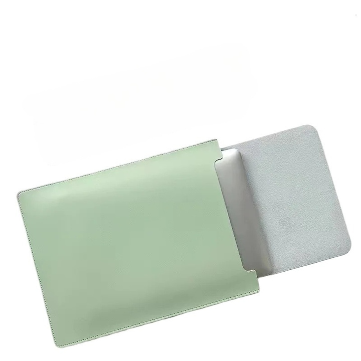 Husa Laptop Din Piele Sintetica Pentru MacBook Air/Pro 13 Inch, Verticala, Culoare Verde Menta Si Roz