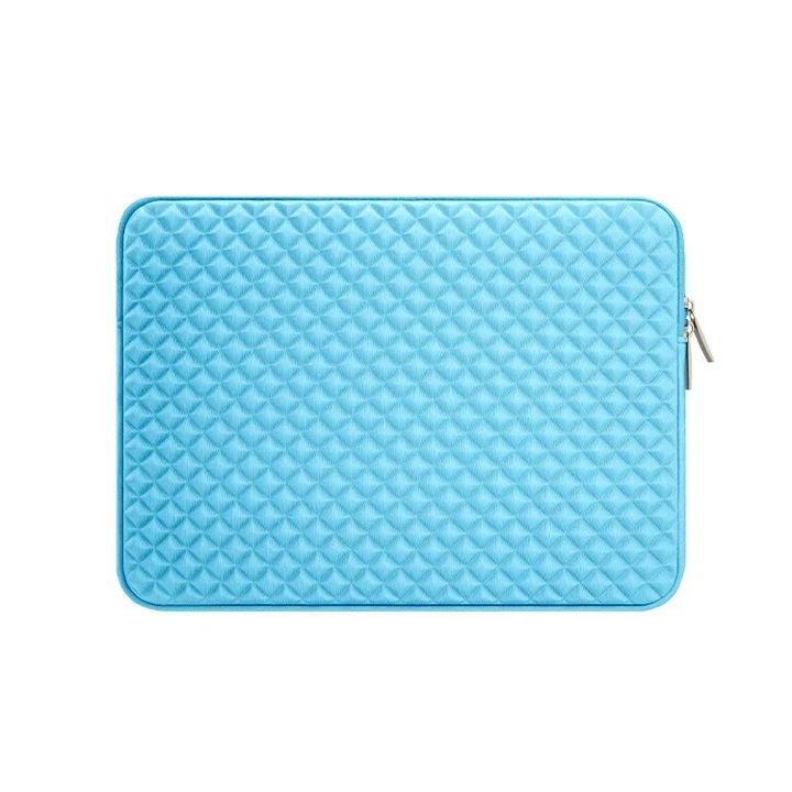 Husa Laptop 13.3 Inch, Culoare Albastru Deschis, Model Diamant, Captusita, Antisoc Pentru MacBook / Huawei
