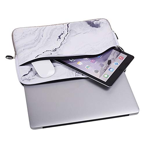 Husa Laptop Din Neopren, Cu Imprimeu Marmura Alb, 13.3 Inch, Pentru MacBook / Laptop, Captusita Si Cu Buzunar Exterior