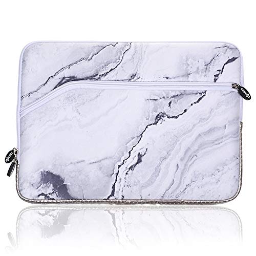Husa Laptop Din Neopren, Cu Imprimeu Marmura Alb, 13.3 Inch, Pentru MacBook / Laptop, Captusita Si Cu Buzunar Exterior