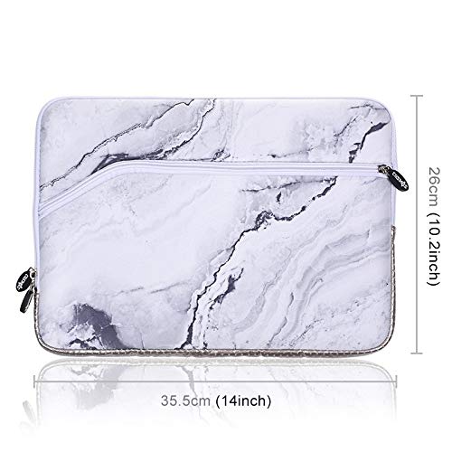 Husa Laptop Din Neopren, Cu Imprimeu Marmura Alb, 13.3 Inch, Pentru MacBook / Laptop, Captusita Si Cu Buzunar Exterior