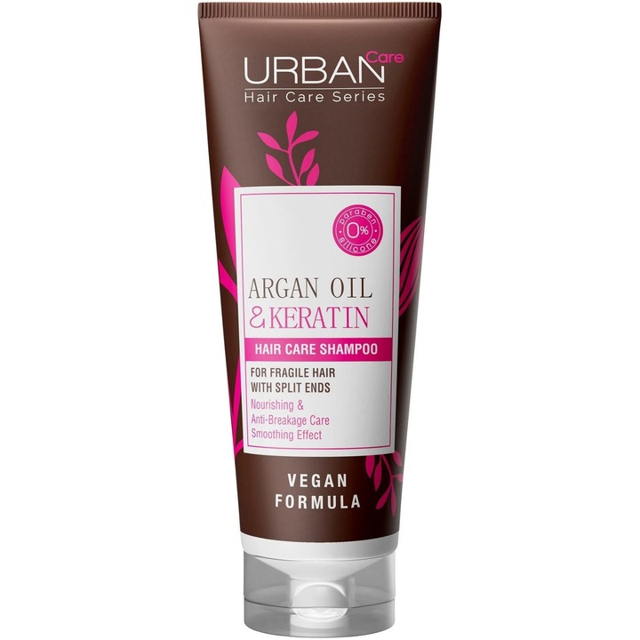 Balsam spray fara clatire, Urban Care, cu ulei de argan si keratina, pentru par fragil si varfuri despicate, 200 ml