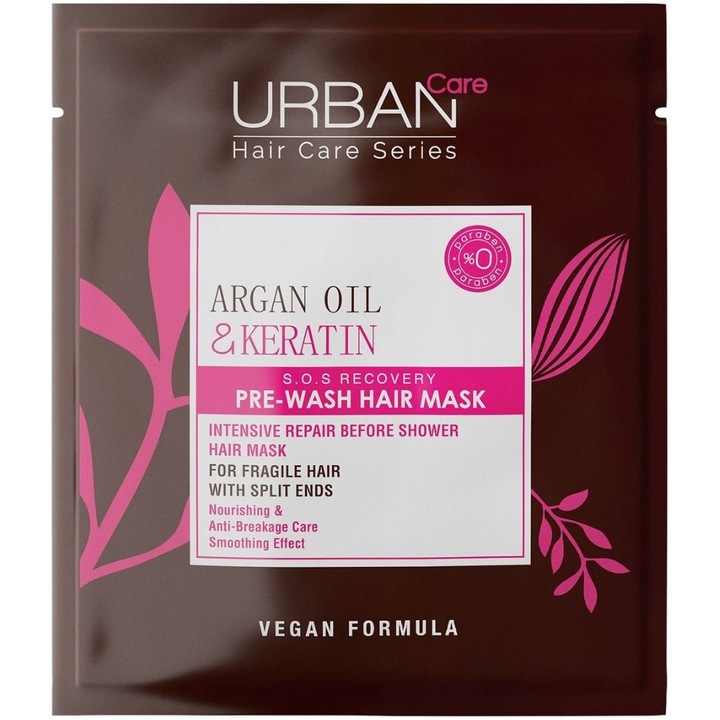 Masca pre-samponare, Urban Care, cu ulei de argan si keratina, pentru par fragil si varfuri despicate, 50 ml