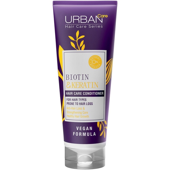 Balsam fara sulfati, Urban Care, biotina si keratina impotriva caderii parului, 250 ml