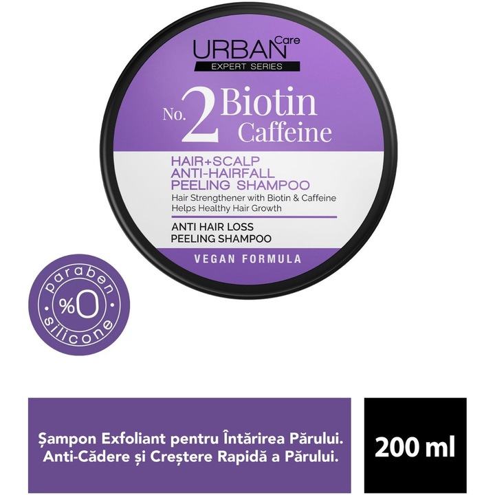 Sampon peeling anti-cadere, Urban Care, Expert cu sare de mare, biotina si cafeina, 200 ml