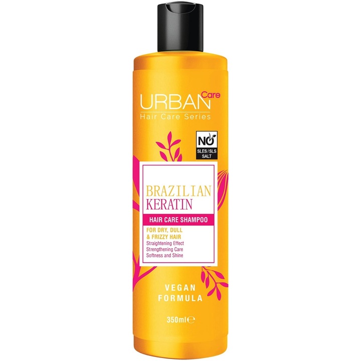 Sampon, Urban Care, Brazilian Keratin pentru par uscat, tern si incretit, 350 ml