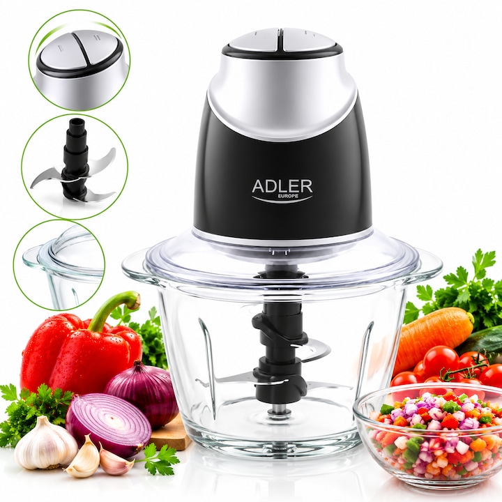 Mini Blender Electric Virovetix, pentru Usturoi, Legume, culoarea Verde, 250 ml