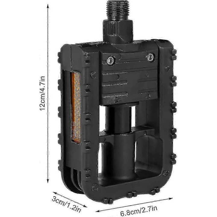 Pedale bicicleta pliabile, aluminiu negru, 12x6.8x3cm, set 2 bucati
