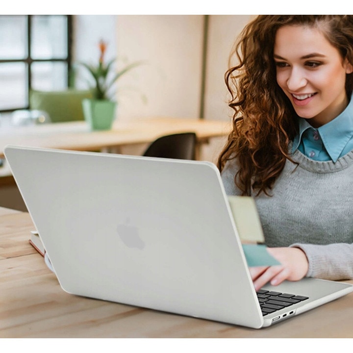 Etui laptop EtuiTab pentru MacBook Air 13", roz, din policarbonat transparent, protectie subtire