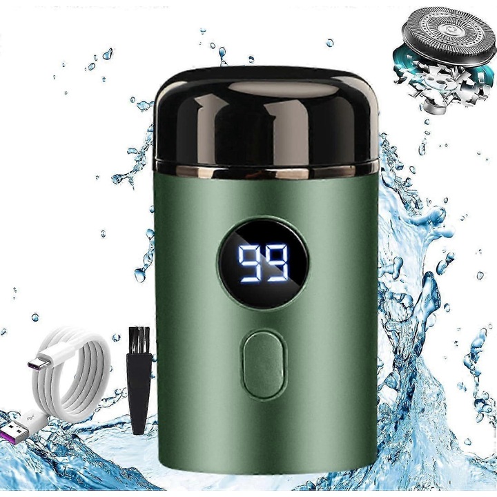 Aparat de ras electric portabil mini USB verde