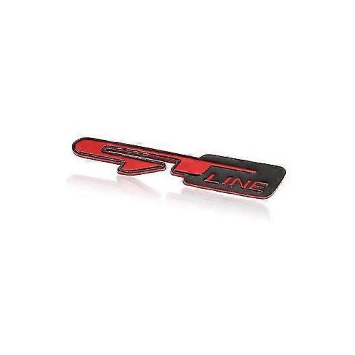 Emblema metalica 3D GT Line, negru rosu, 11.5x1.9cm