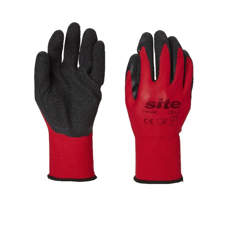 SITE 23-432-WG59 védőkesztyű, latex, XL méret, piros-fekete, 5 pár/szett