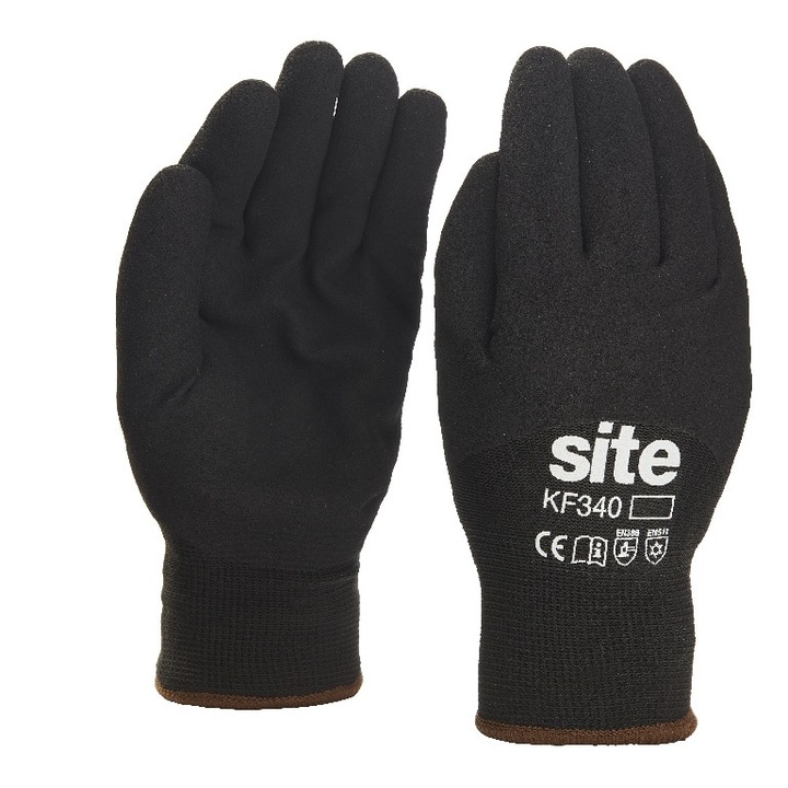 Site KF340 hővédő kesztyű, nitril, akril és nylon, fekete, L méret