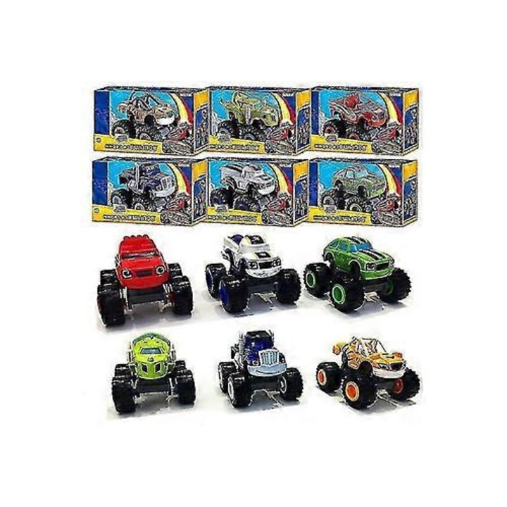 Комплект от 6 превозни средства Blaze and the Monster Machines, многоцветен, 6.5x7.5x6.5см