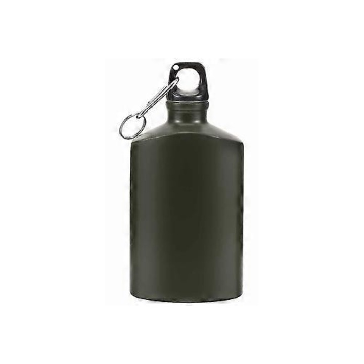 Cantar de apa camping, aluminiu, verde militar, 19.5x9.5x5.3cm, 500ml