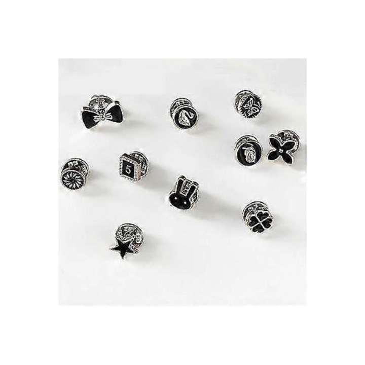 Set 10 brose nasturi, negru, ajustabil, usor, rezistent