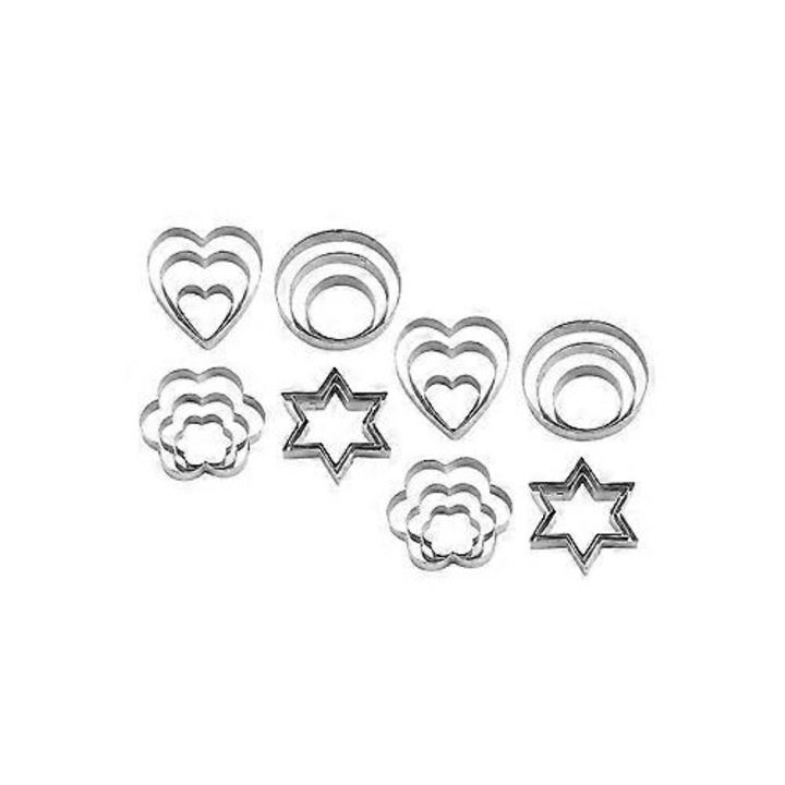 Set 24 forme prajituri inox diverse dimensiuni multicolor