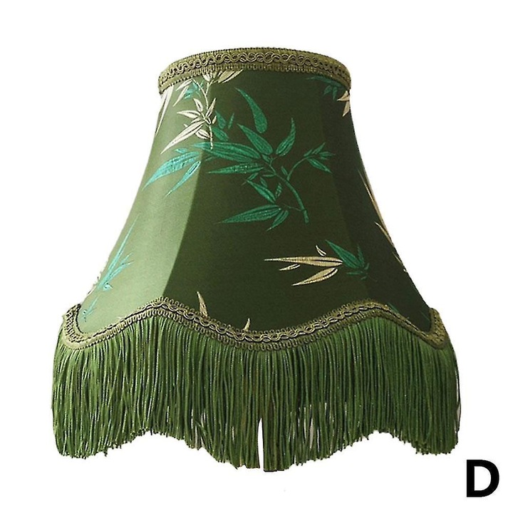 Abajur verde cu ciucuri, material textil, 15x22cm si 19x24cm